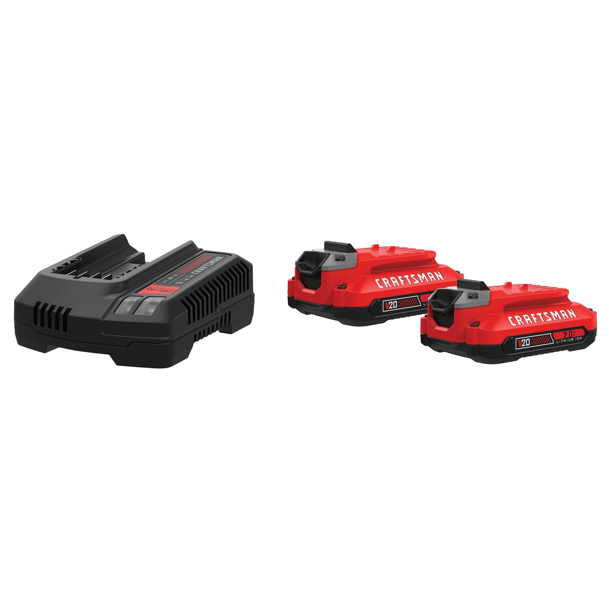 CRAFTSMAN V20* 2Ah Lithium Ion Battery and Charger Starter Kit (2-Pack) – Reconditioned