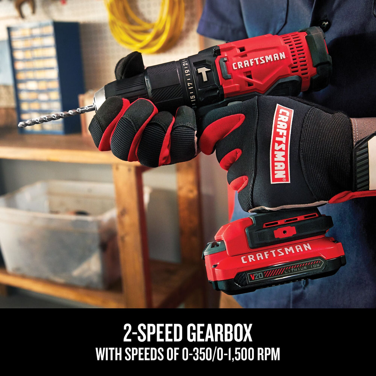 CRAFTSMAN V20* Taladro percutor inalámbrico de 1/2 pulgada con (1) batería de 2.0 Ah y cargador – Reacondicionado