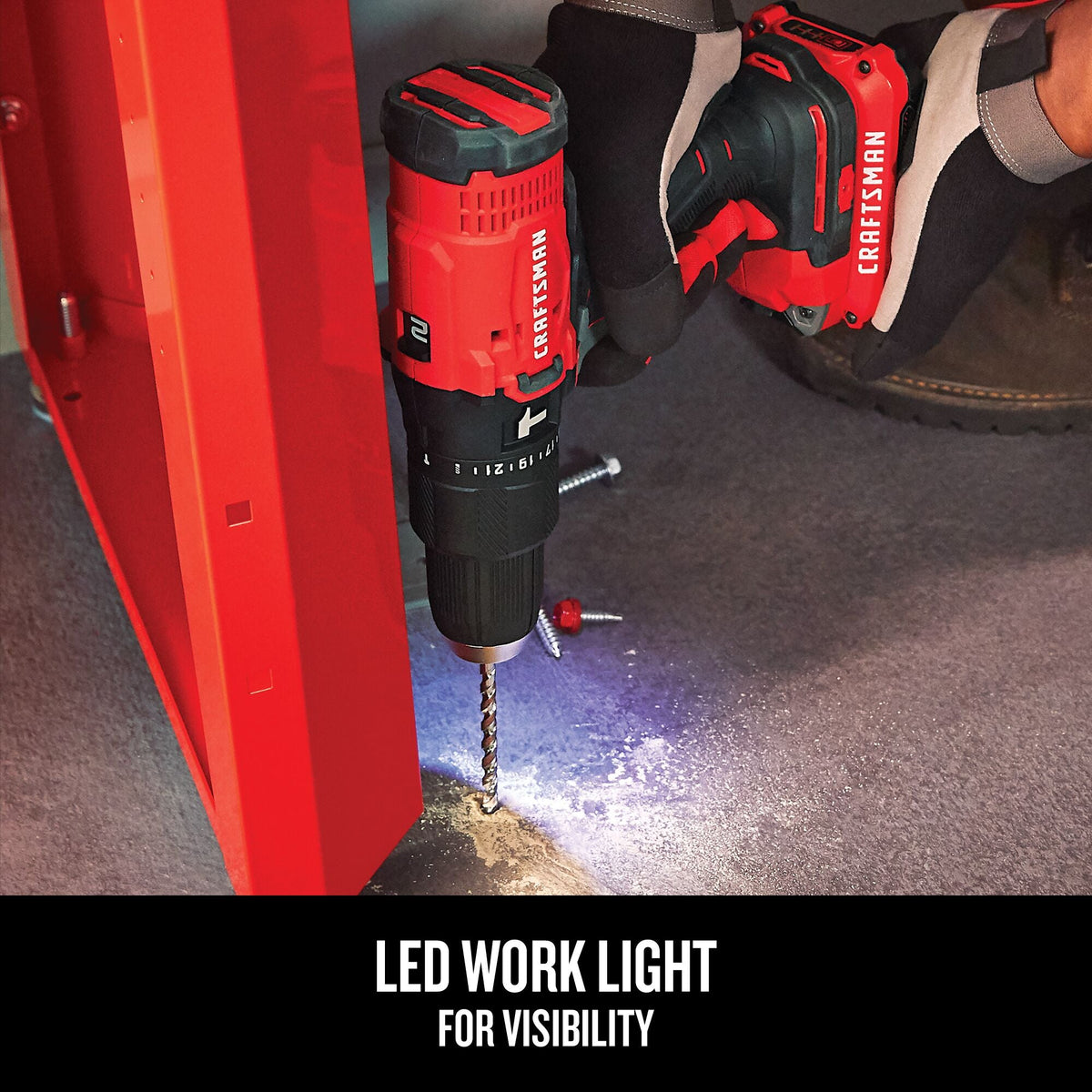 CRAFTSMAN V20* Taladro percutor inalámbrico de 1/2 pulgada con (1) batería de 2.0 Ah y cargador – Reacondicionado