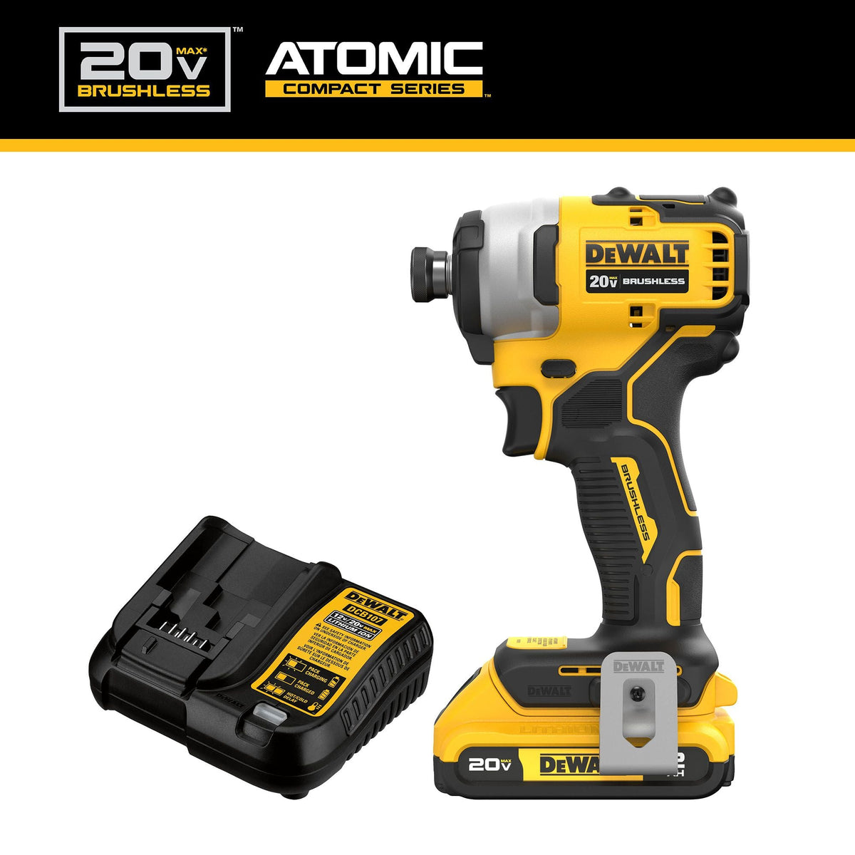 DEWALT ATOMIC 20V MAX* Brushless Cordless 1/4 in. Compact Impact Driver Kit – Reconditioned