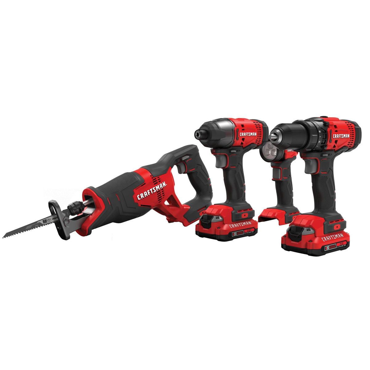 CRAFTSMAN V20* Kit combo inalámbrico de 4 herramientas con (2) baterías de 2.0Ah y cargador – Reacondicionado