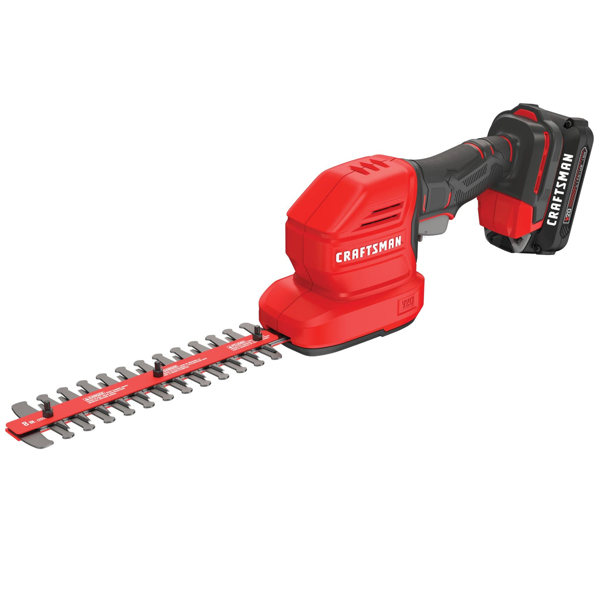 CRAFTSMAN V20* Cordless 2-in-1 8-Inch Hedge Trimmer and 4-Inch Grass Shear Kit with 1.5 Ah Battery and Charger – Reconditioned