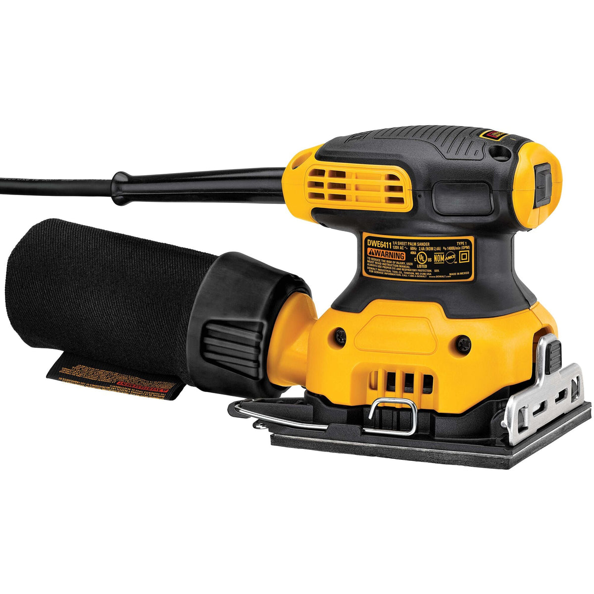 Lijadora eléctrica de cable DEWALT de 1/4 de pulgada (6,4 mm) con empuñadura de palma – Reacondicionada