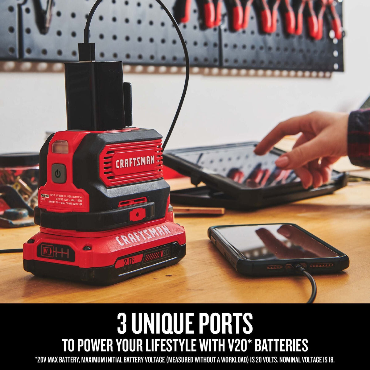 CRAFTSMAN V20* Estación de energía portátil/inversor (150 vatios) (solo herramienta) – Reacondicionado