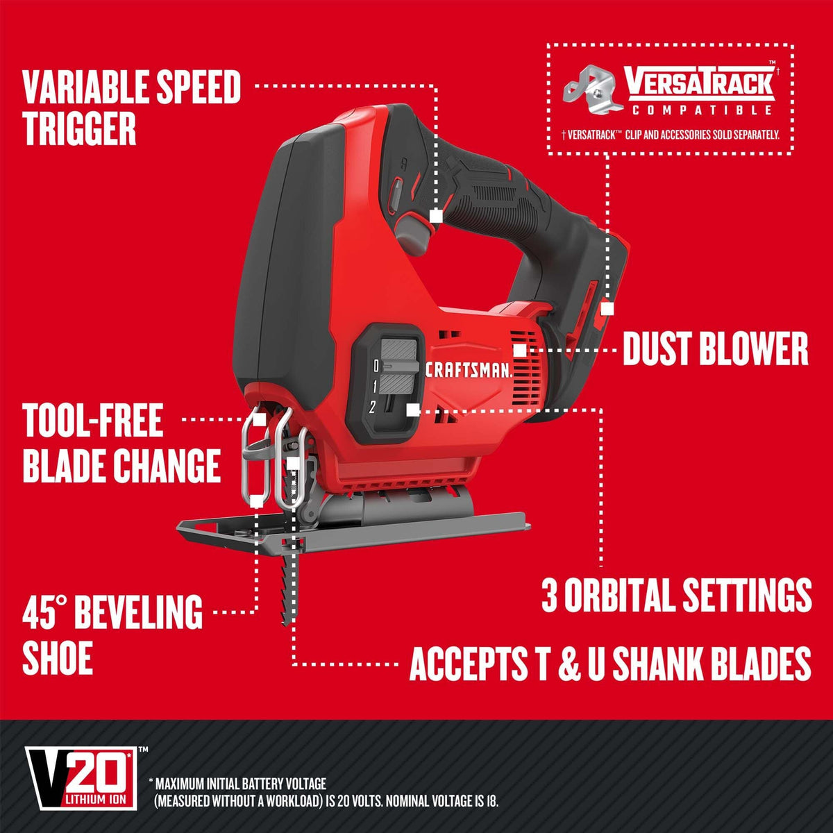 CRAFTSMAN V20* Kit combo inalámbrico de 8 herramientas con (2) baterías de 2.0Ah y cargador – Reacondicionado