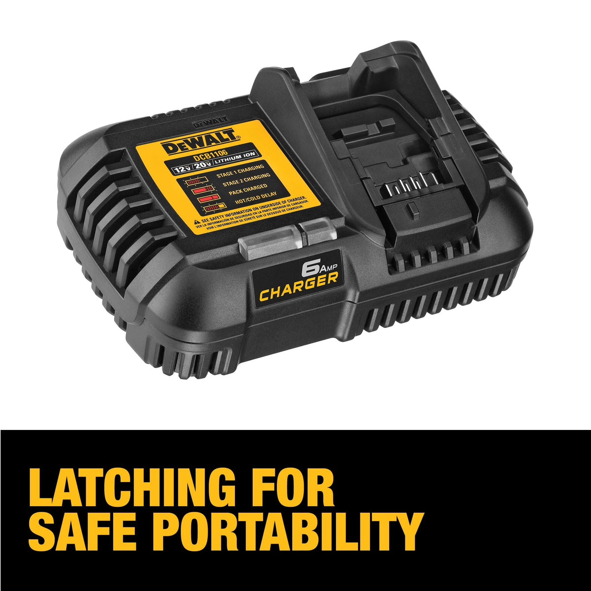 Cargador rápido DEWALT 12V MAX*/20V MAX*/FLEXVOLT de 6 A – Reacondicionado