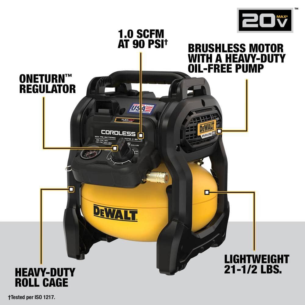 DEWALT 20V MAX* 2-1/2 Gal. Brushless Cordless Air Compressor (Tool Only) – Reconditioned