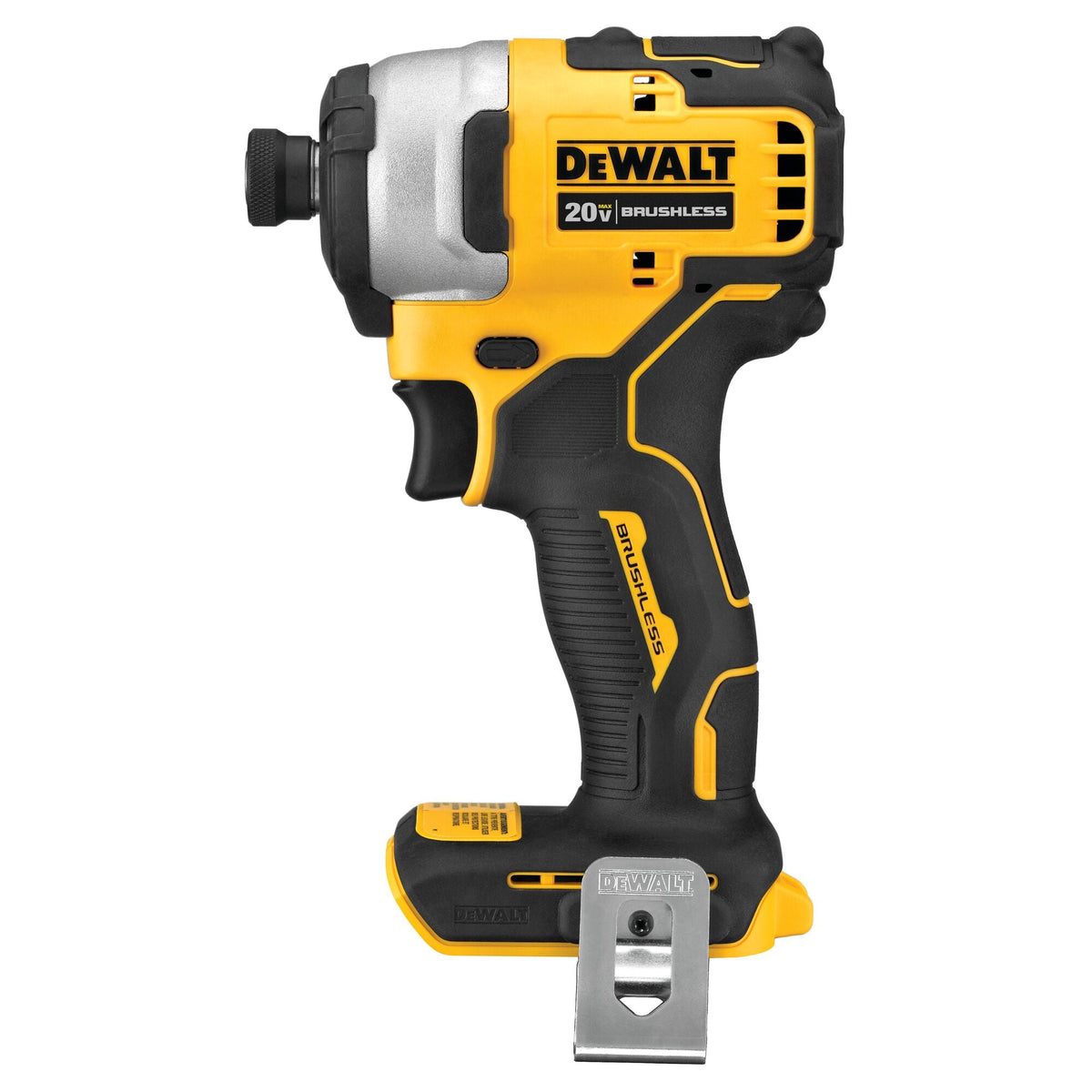 Atornillador de impacto compacto DEWALT 20V MAX* ATOMIC sin escobillas, inalámbrico, de 1/4 pulgada (6,4 mm) (solo herramienta) – Reacondicionado