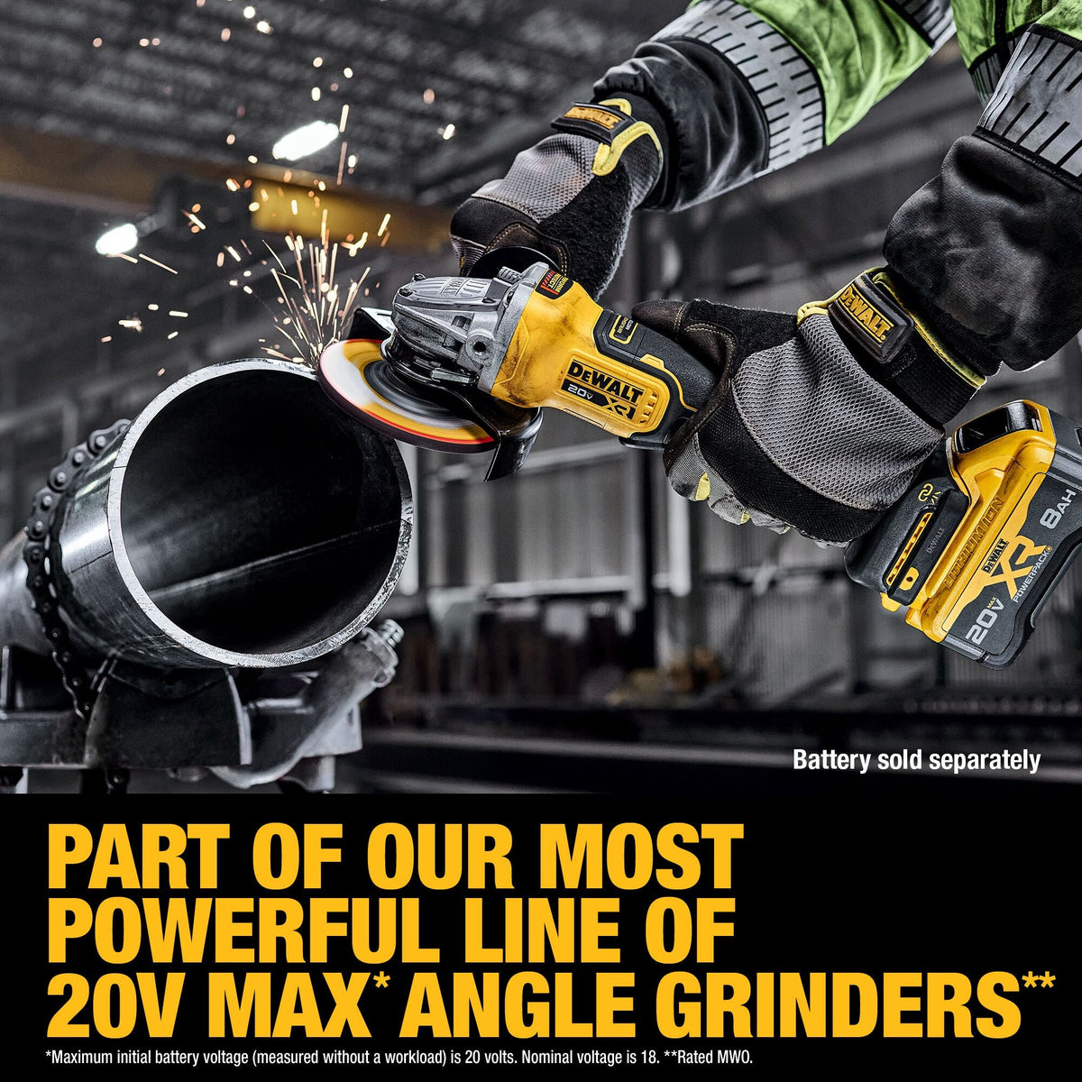 DEWALT 20V MAX* XR Brushless Cordless 4-1/2-Inch - 5-Inch (114mm - 127mm) Variable Speed Paddle Switch Angle Grinder (Tool Only) – Reconditioned
