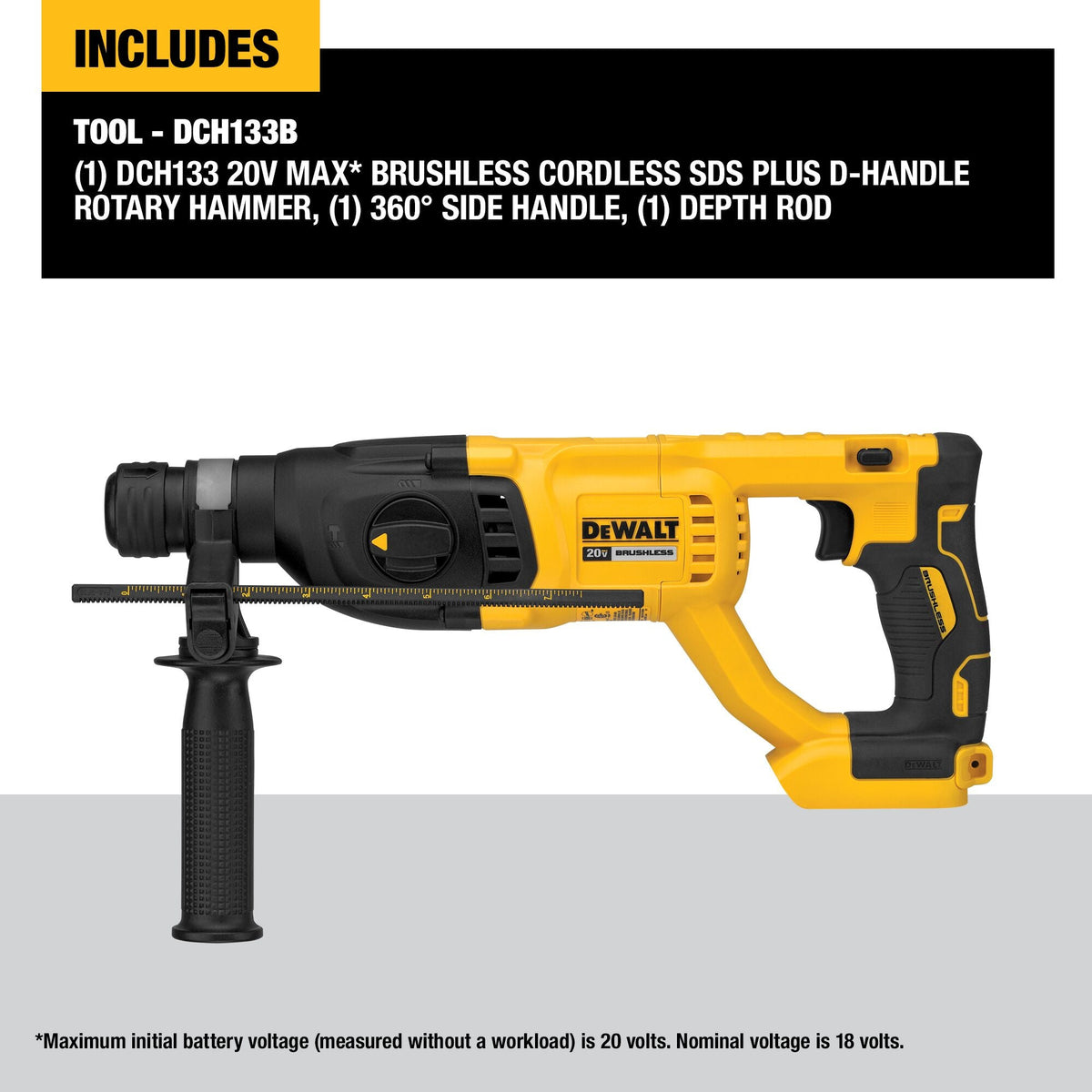 Martillo perforador inalámbrico DEWALT 20V MAX* de 1 pulg., sin escobillas, SDS PLUS, con mango en D (solo herramienta) – Reacondicionado