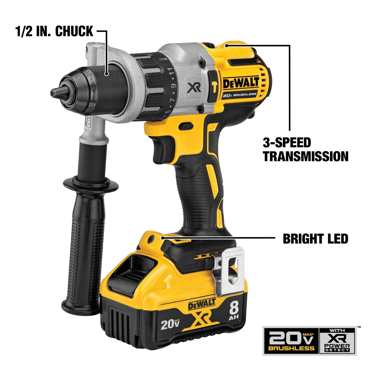 DEWALT 20V MAX* XR Hammer Drill With POWER DETECT Tool Technology and Impact Driver Combo Kit – Reconditioned