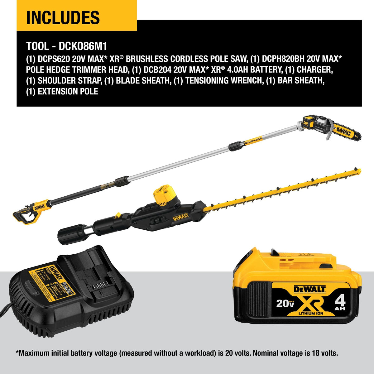 DEWALT 20V MAX* Brushless Cordless Pole Saw and Pole Hedge Trimmer Combo Kit – Reconditioned