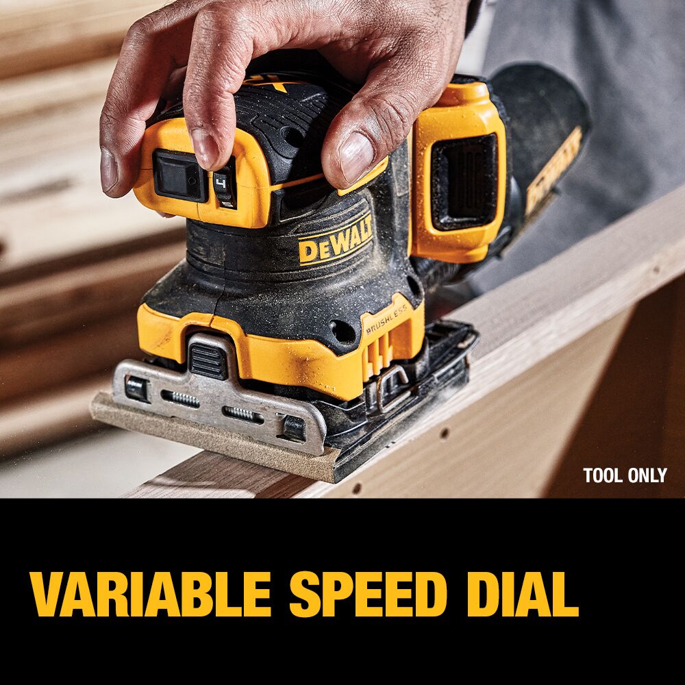 Lijadora DEWALT 20V MAX* XR sin escobillas, inalámbrica, de velocidad variable para láminas de 1/4 (solo herramienta) – Reacondicionada