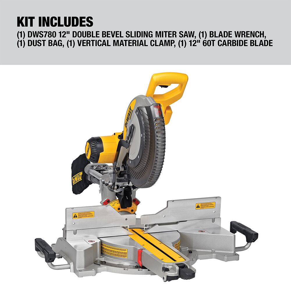 Sierra ingletadora deslizante de doble bisel DEWALT de 12 pulgadas (305 mm) – Reacondicionada
