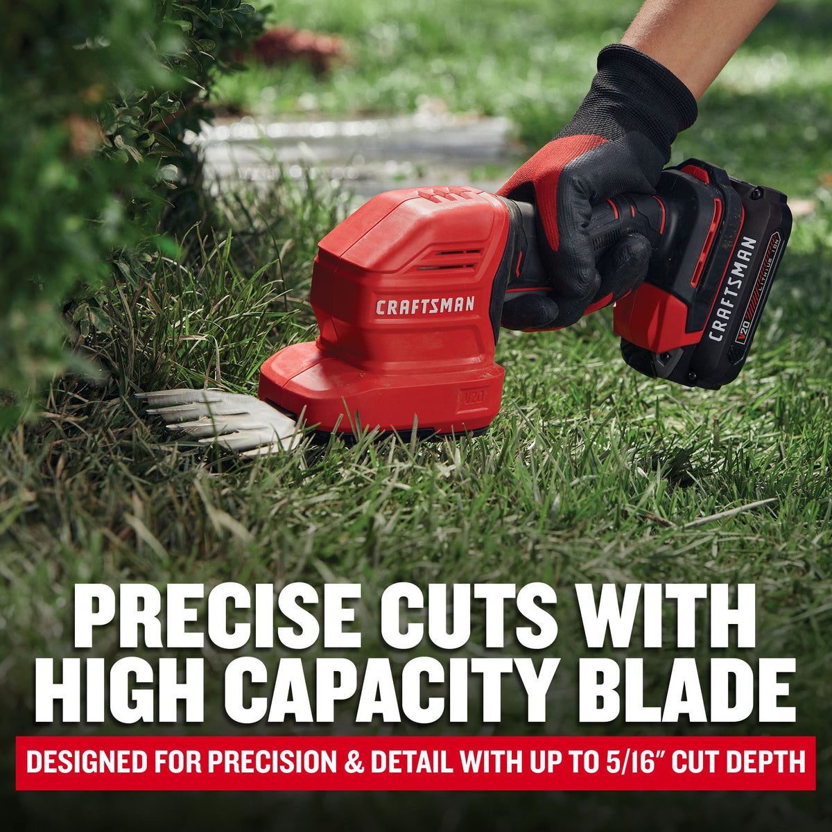 CRAFTSMAN V20* Cordless 2-in-1 8-Inch Hedge Trimmer and 4-Inch Grass Shear Kit with 1.5 Ah Battery and Charger – Reconditioned