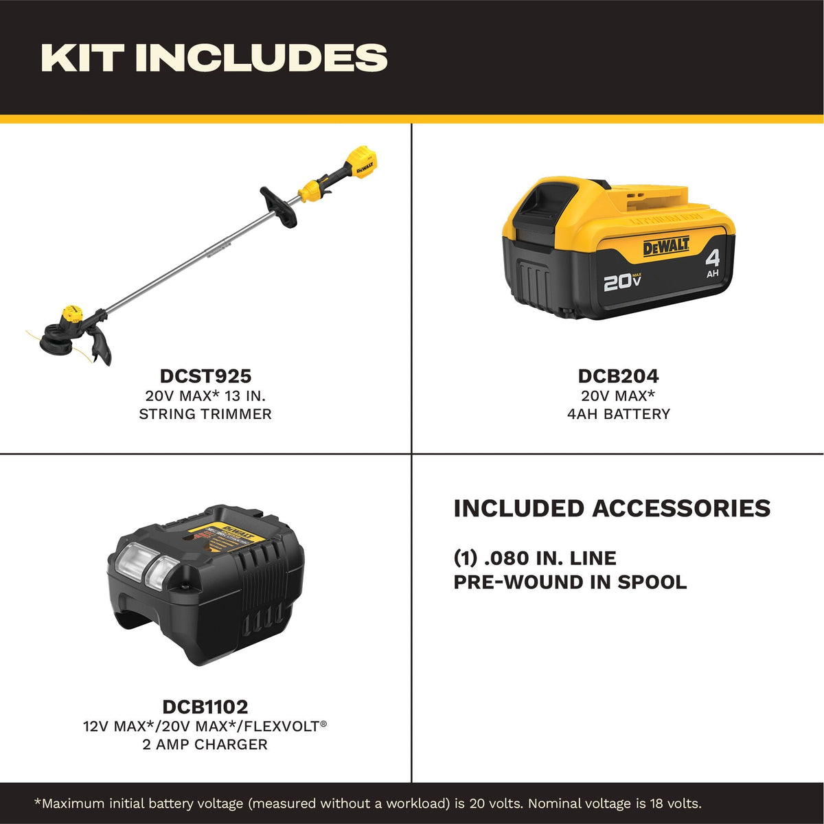 DEWALT 20V MAX* Kit de cortabordes inalámbrico de 13 pulg. – Reacondicionado