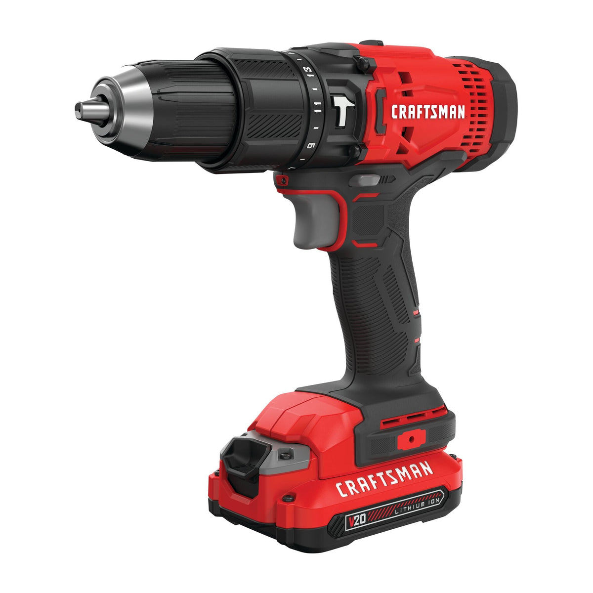 CRAFTSMAN V20* Cordless 1/2-Inch Hammer Drill with (1) 2.0 Ah Battery and Charger – Reconditioned