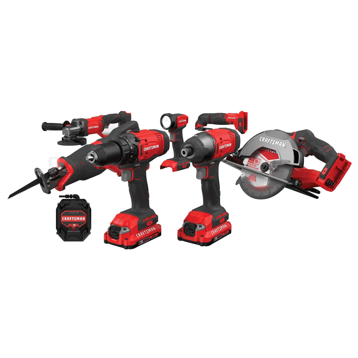 CRAFTSMAN V20* Cordless 7-Tool Combo Kit with (2) 2.0Ah Batteries and Charger – Reconditioned