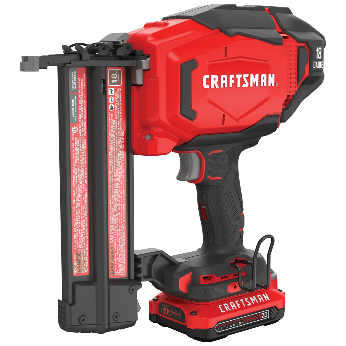 CRAFTSMAN V20* Cordless Brad Nailer with (1) 1.5Ah Battery and Charger – Reconditioned