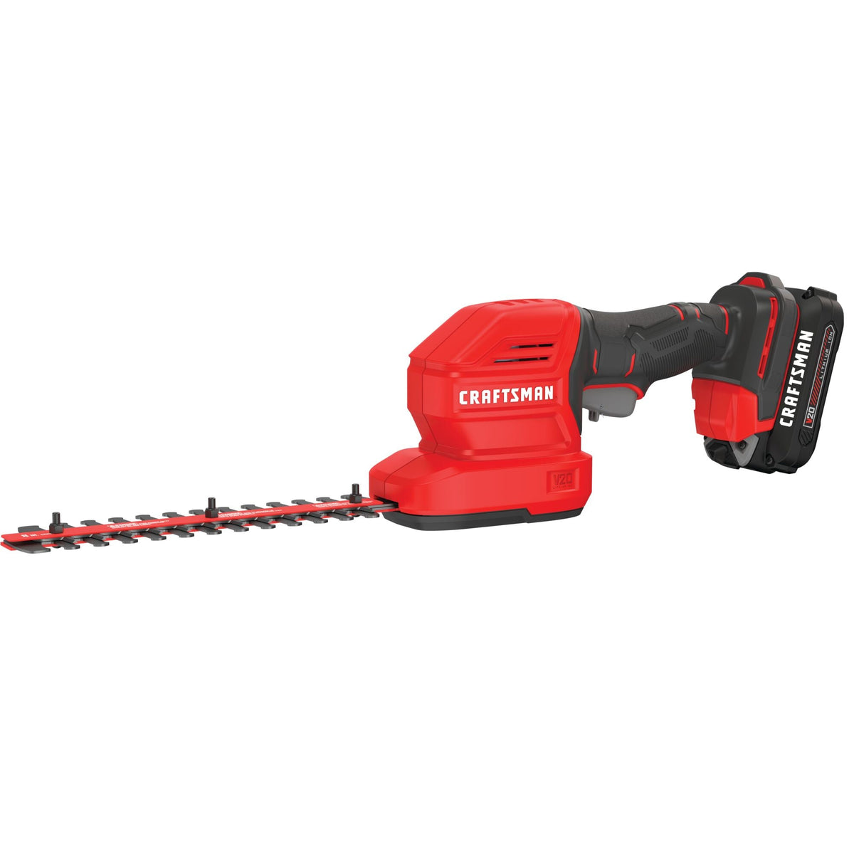 CRAFTSMAN V20* Cordless 2-in-1 8-Inch Hedge Trimmer and 4-Inch Grass Shear Kit with 1.5 Ah Battery and Charger – Reconditioned