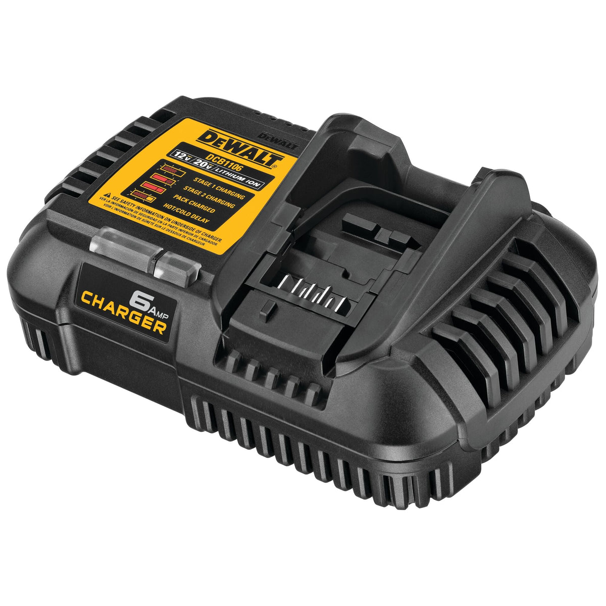 Cargador rápido DEWALT 12V MAX*/20V MAX*/FLEXVOLT de 6 A – Reacondicionado