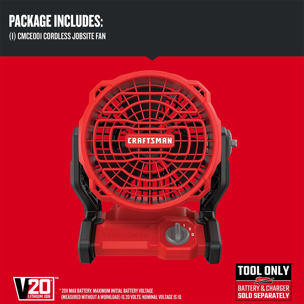 CRAFTSMAN V20 Cordless 3-Speed Jobsite Fan (Tool Only) – Reconditioned