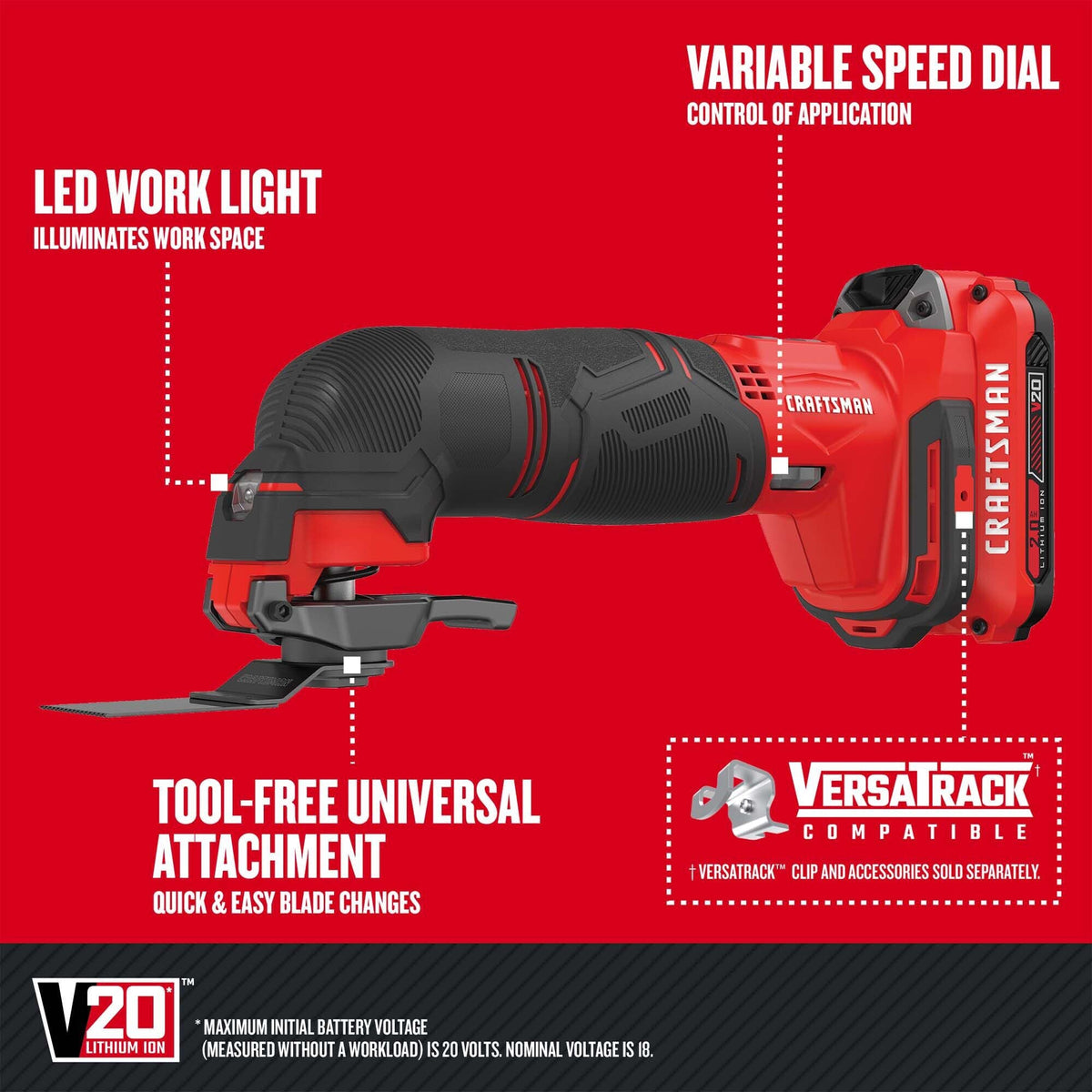 CRAFTSMAN V20* Kit combo inalámbrico de 8 herramientas con (2) baterías de 2.0Ah y cargador – Reacondicionado