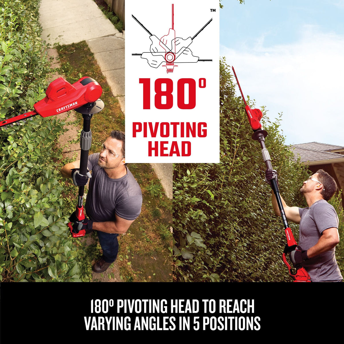 CRAFTSMAN V20* Kit de podadora de setos de asta inalámbrica de 18 pulgadas con (1) batería de 2.0ah y cargador – Reacondicionado