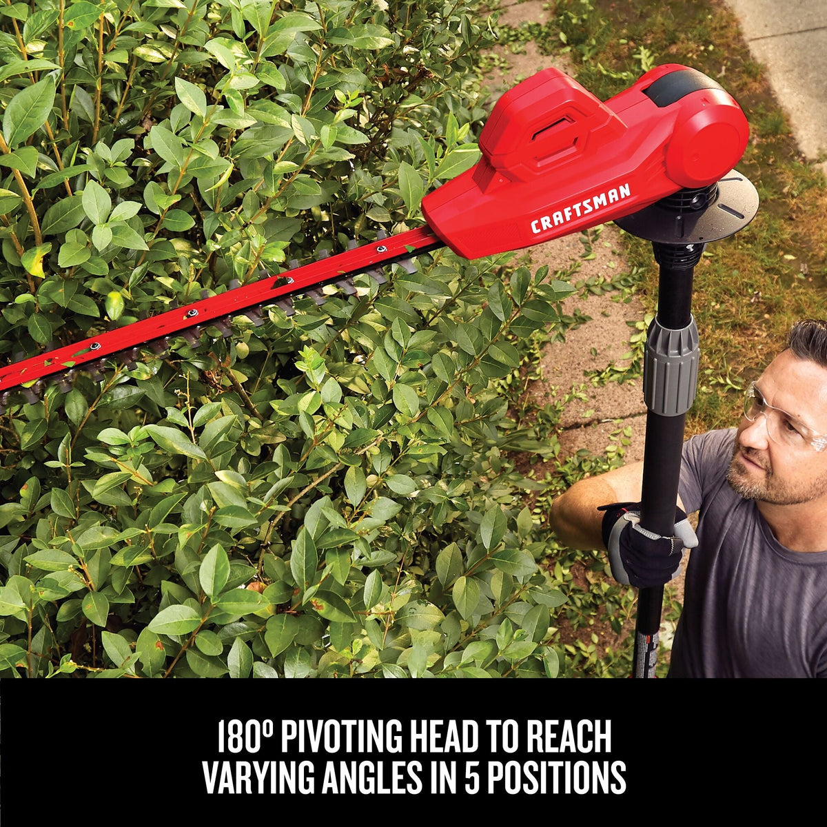 CRAFTSMAN V20* Kit de podadora de setos de asta inalámbrica de 18 pulgadas con (1) batería de 2.0ah y cargador – Reacondicionado