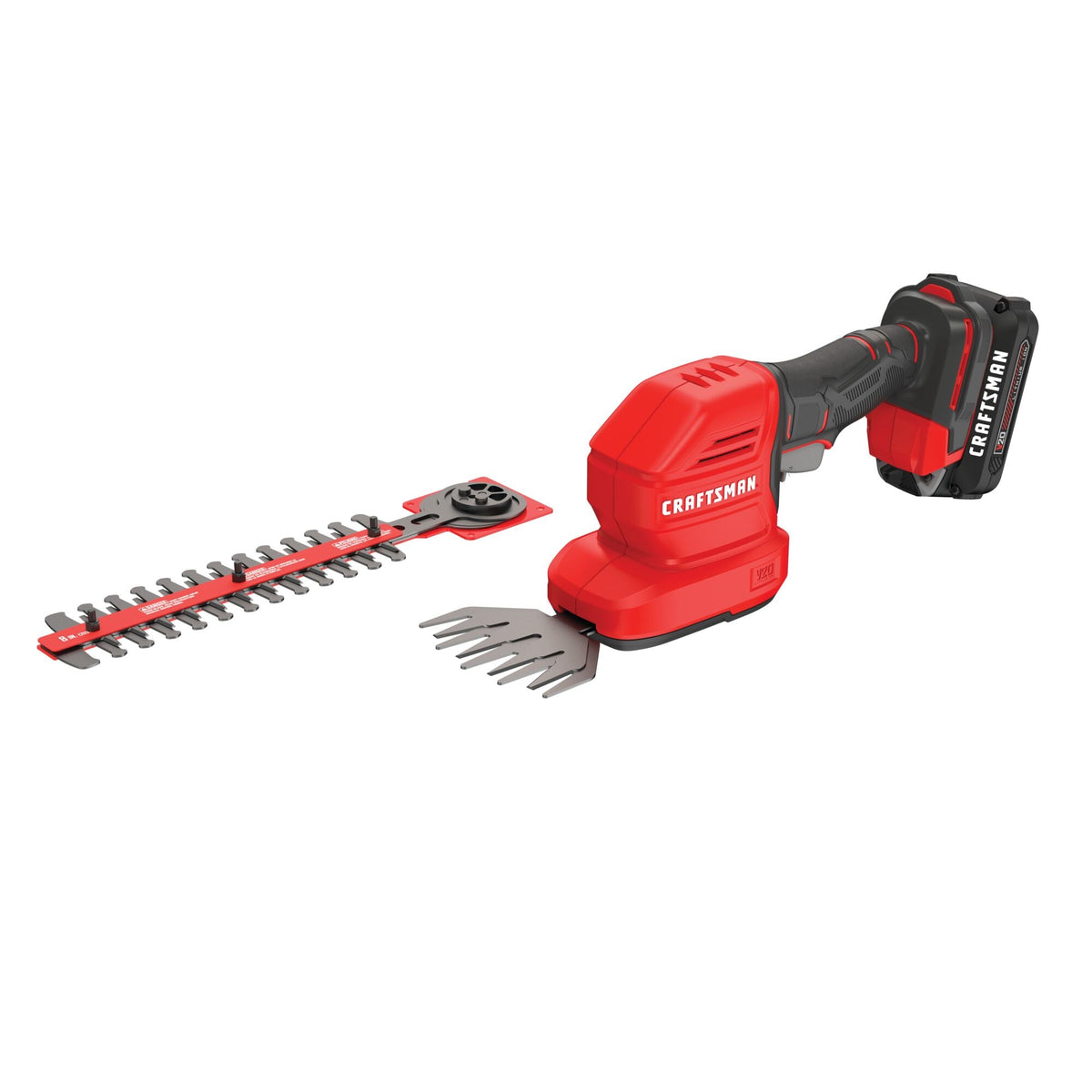 CRAFTSMAN V20* Cordless 2-in-1 8-Inch Hedge Trimmer and 4-Inch Grass Shear Kit with 1.5 Ah Battery and Charger – Reconditioned
