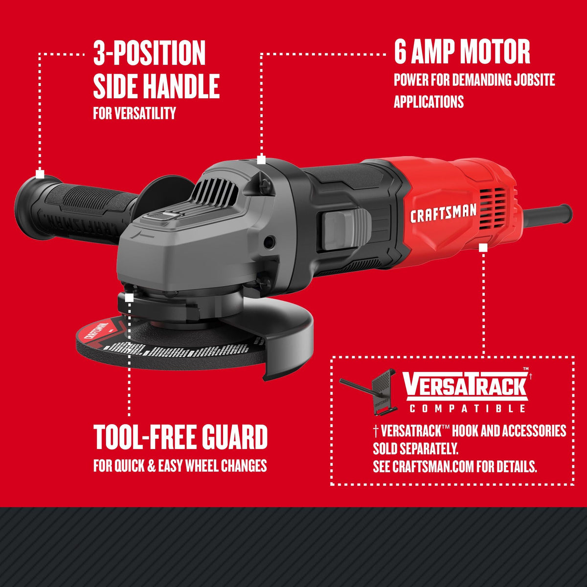 CRAFTSMAN Corded 4.5-Inch Electric Small Angle Grinder (6 Amp) – Reconditioned