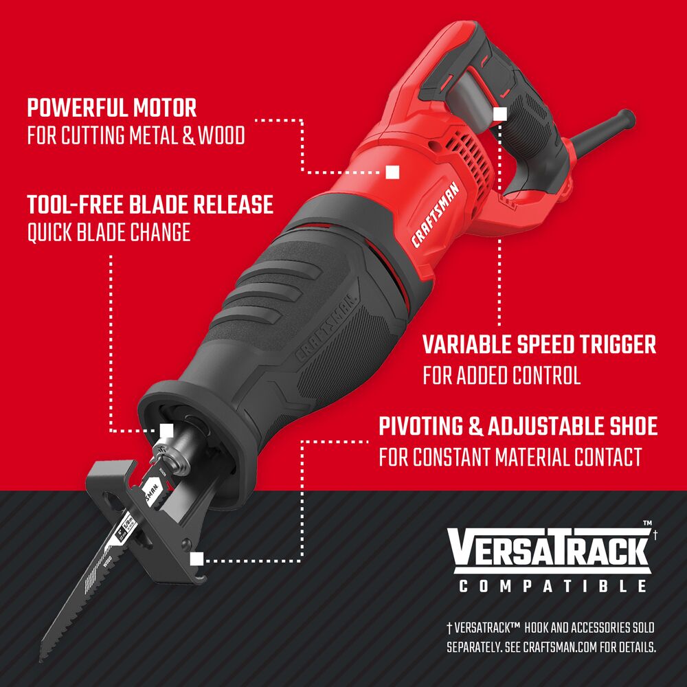CRAFTSMAN Corded Electric Reciprocating Saw (7.5 Amp) – Reconditioned