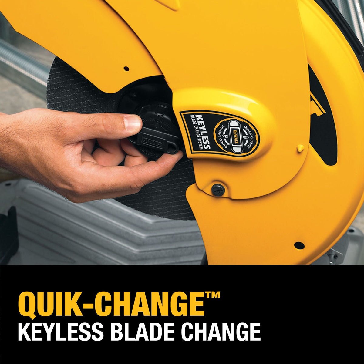 Sierra ingletadora DEWALT de 14 pulg. con sistema de cambio de disco sin llave QUIK-CHANGE – Reacondicionada