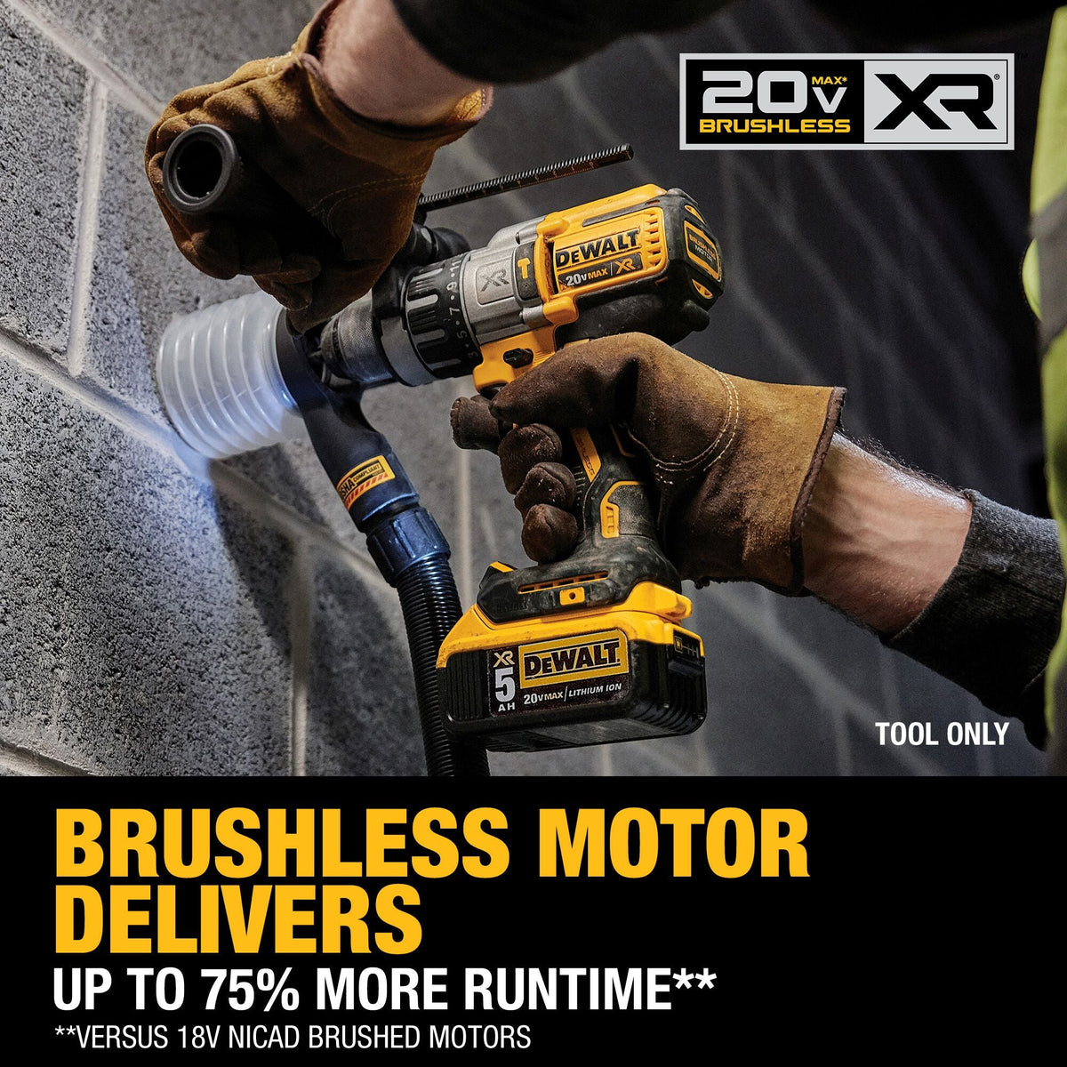 Taladro percutor DEWALT 20V MAX* XR sin escobillas, inalámbrico, de 1/2 pulgada (13 mm), de 3 velocidades (solo herramienta) – Reacondicionado