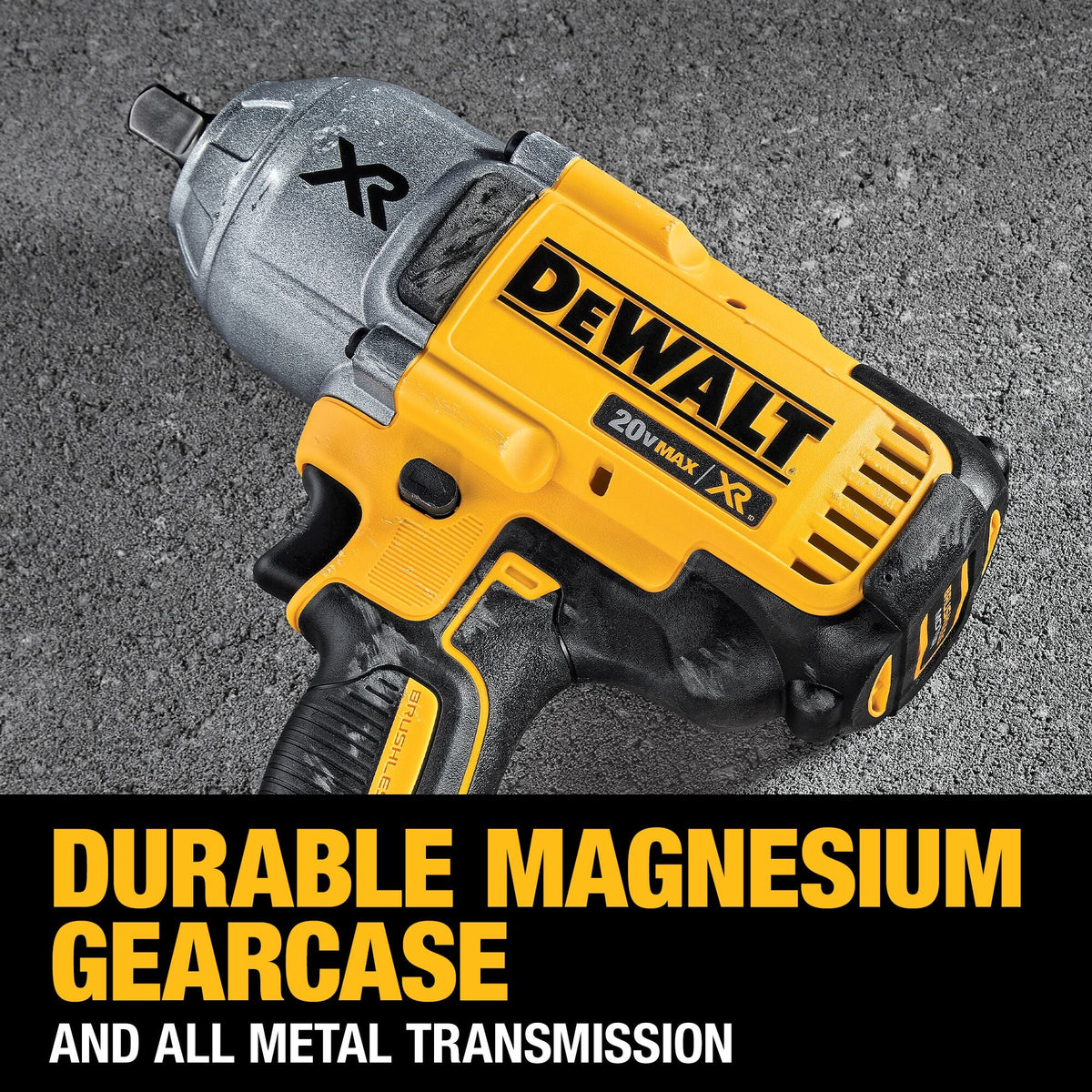 Llave de impacto inalámbrica DEWALT 20V MAX* XR sin escobillas de 1/2 pulgada (13 mm) de alto par de apriete con yunque de retén (solo herramienta) – Reacondicionada