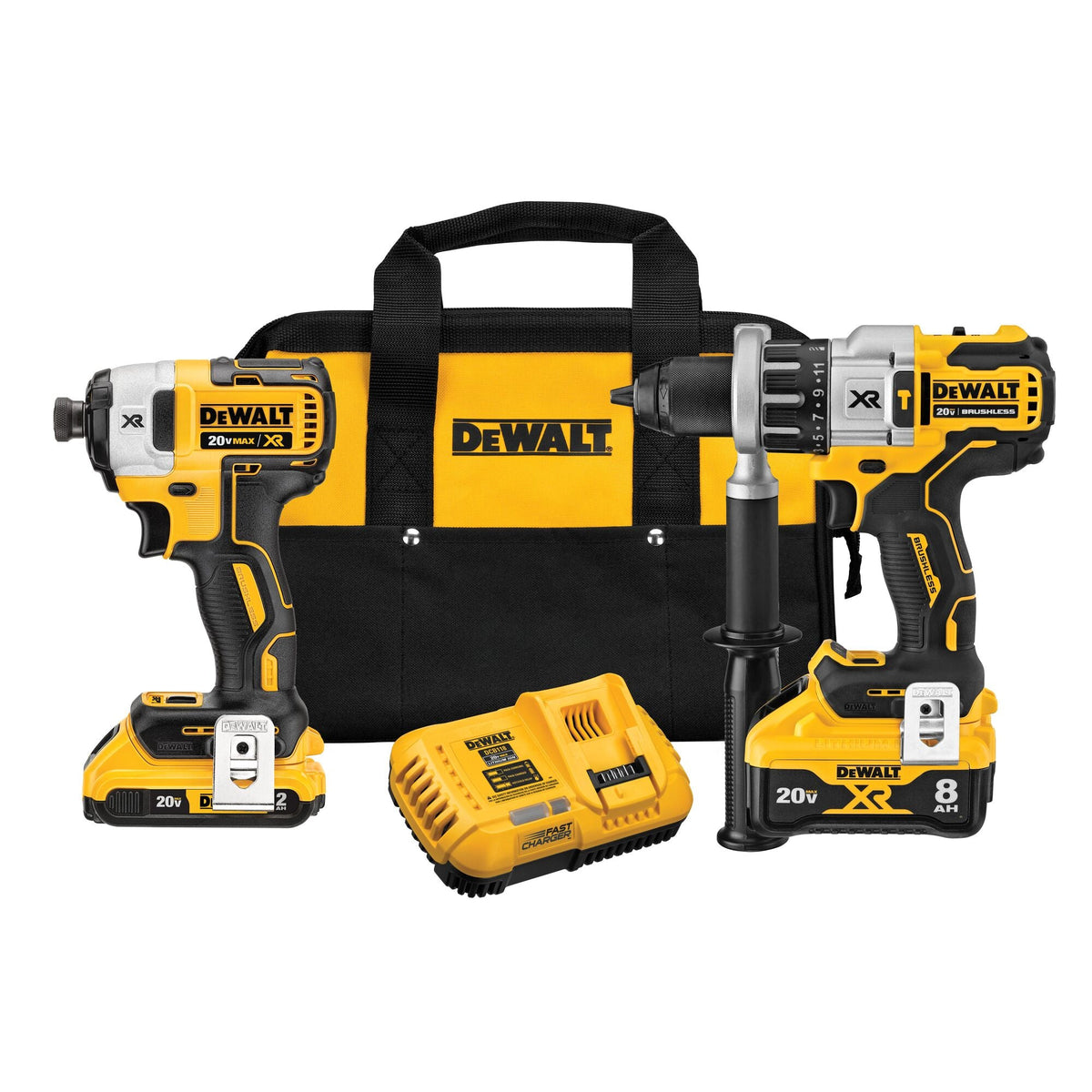 DEWALT 20V MAX* XR Hammer Drill With POWER DETECT Tool Technology and Impact Driver Combo Kit – Reconditioned