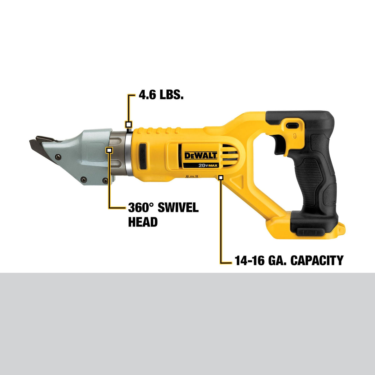 DEWALT 20V MAX* 14 Gauge Swivel Head Double Cut Metal Shear (Tool Only) – Reconditioned