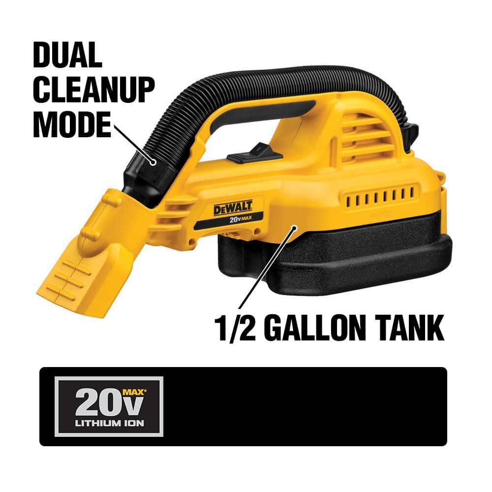 DEWALT 20V MAX* Cordless Vacuum Kit, Wet/Dry, Portable, 1/2-Gallon, Tool Only – Reconditioned