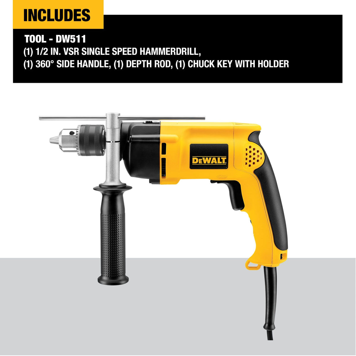 DEWALT 1/2 in. (13 mm) VSR Single Speed Hammer Drill – Reconditioned