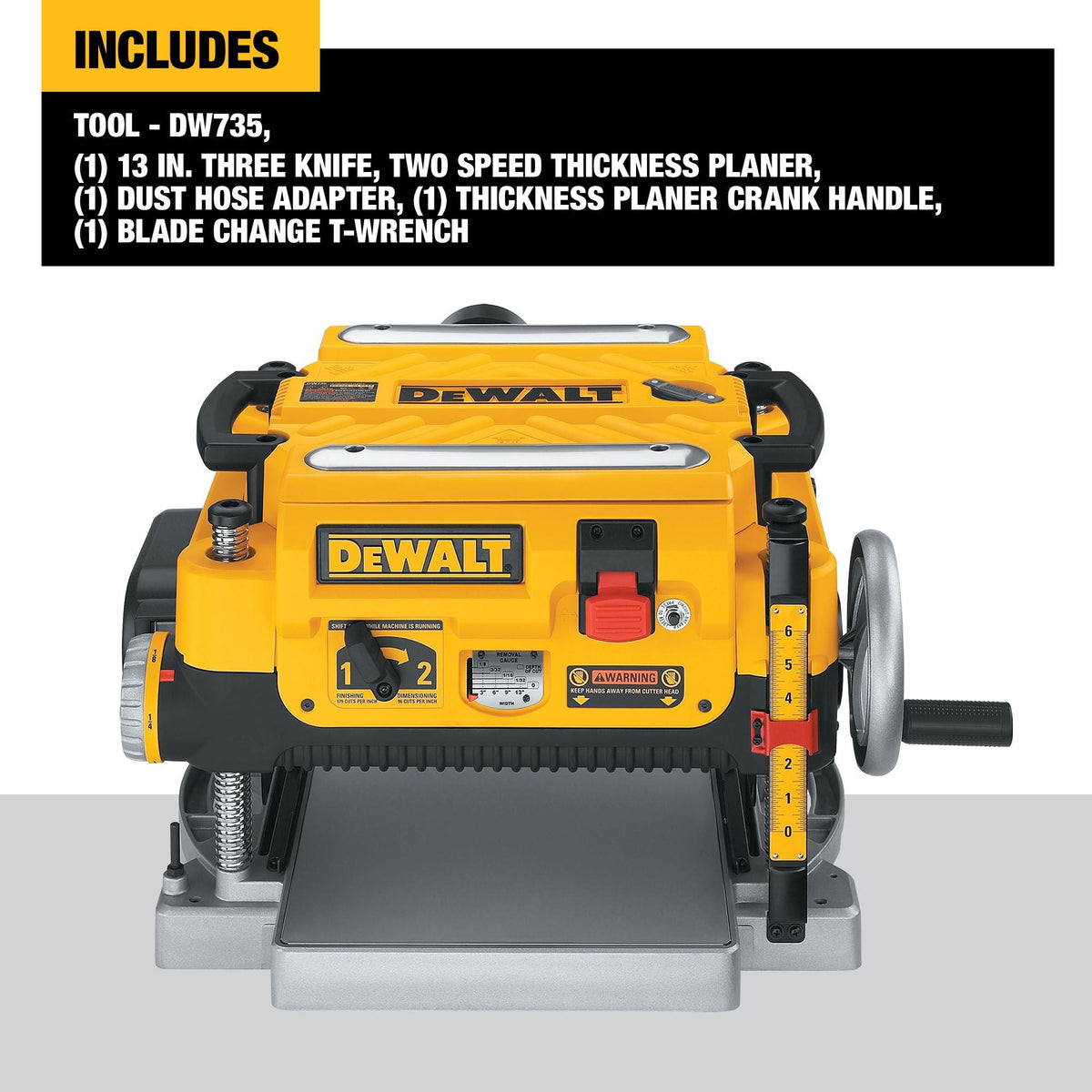 Cepillo eléctrico con cable DEWALT de 13 pulgadas (330 mm), tres cuchillas, dos velocidades (15 A) – Reacondicionado