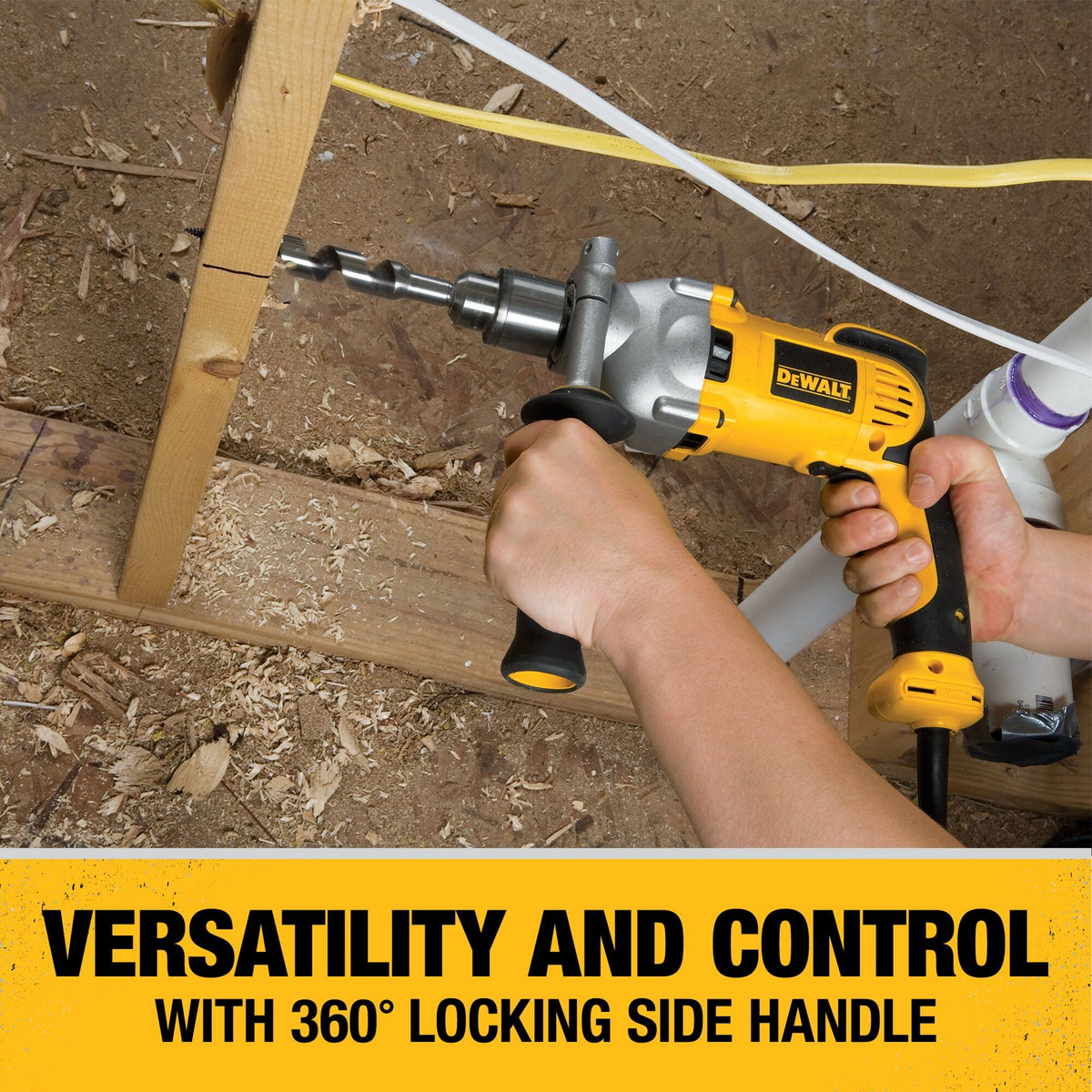 Taladro eléctrico con cable DEWALT de 1/2 pulgada (13 mm), empuñadura tipo pistola, 10 amperios – Reacondicionado